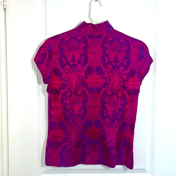 Shanghai Tang Mandarin Collar silk top size 10 - Picture 2 of 7